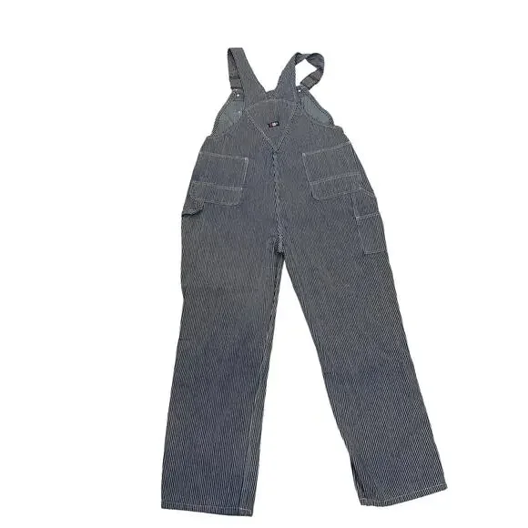Vtg USA Works Sz 40x30 Railroad Stripe Adjustable Strap Carpenter Bib Overalls
